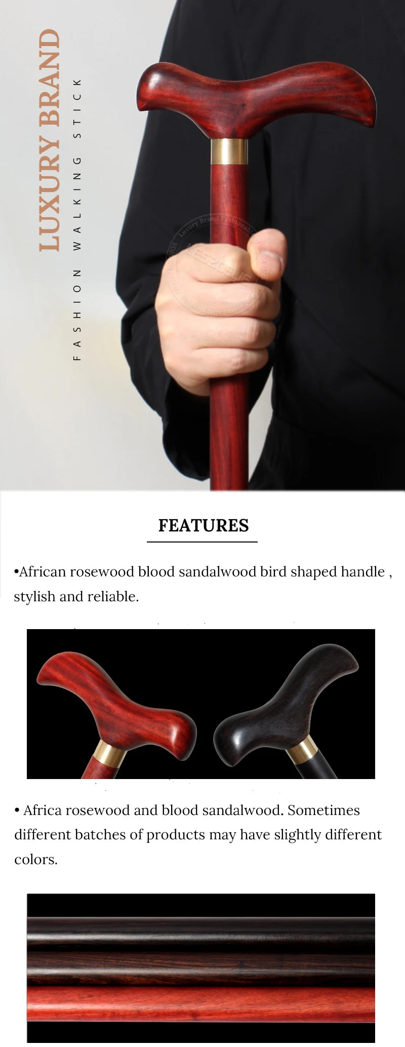 Luxury Bird-Handled Cane – Handcrafted African Wood for Men & Women