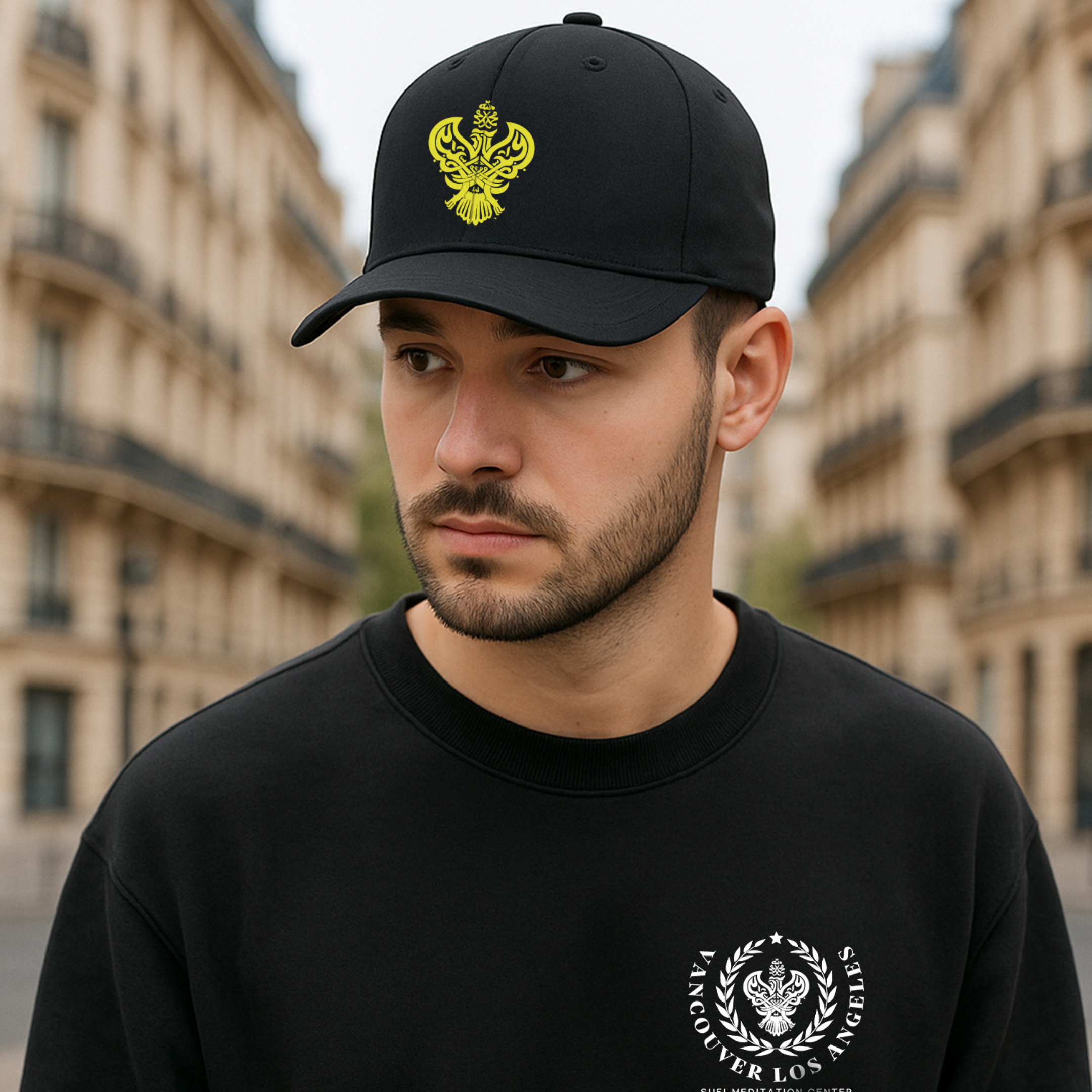 SMC Blessed Phoenix Calligraphy Baseball Hat Cap – Black, White & Green