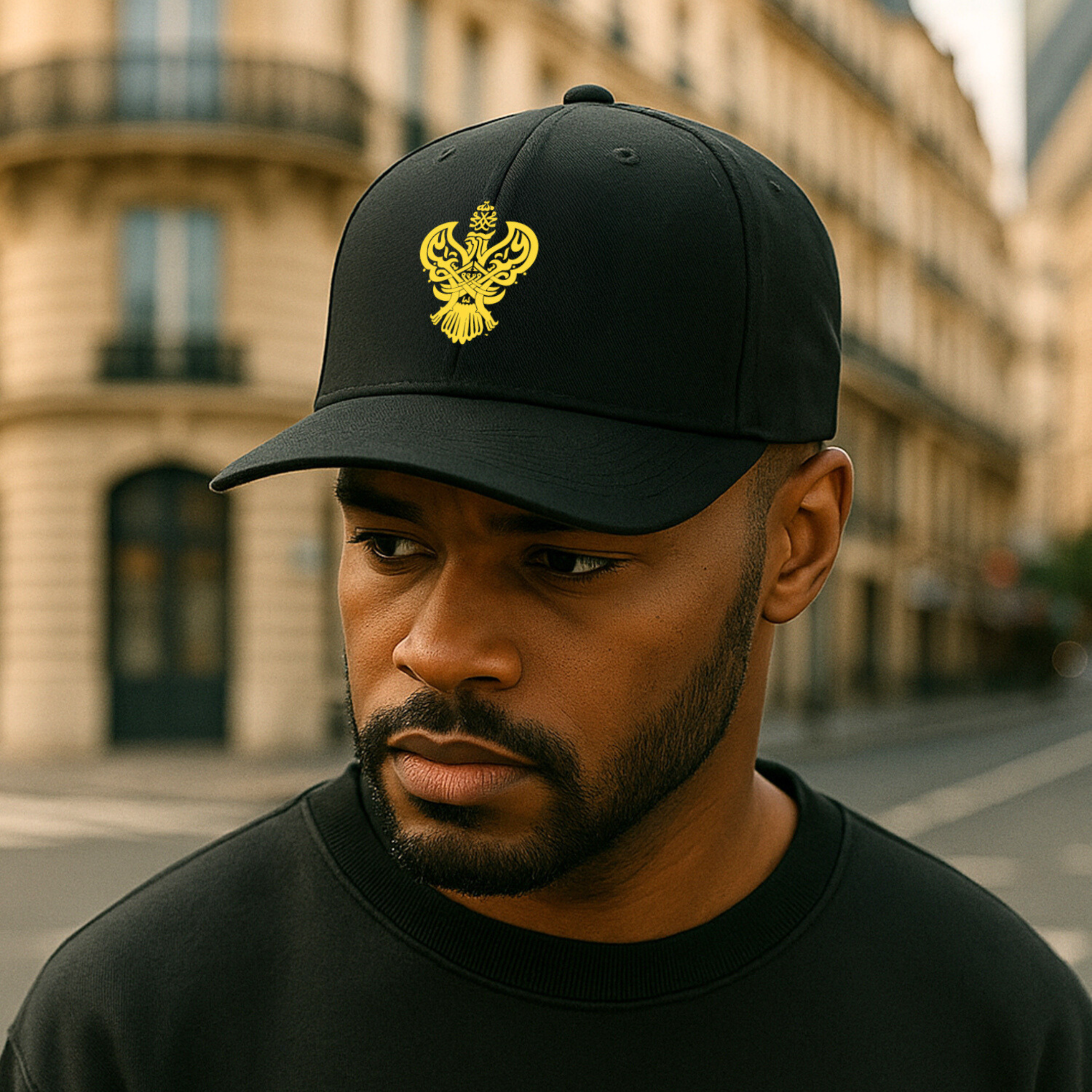 SMC Blessed Phoenix Calligraphy Baseball Hat Cap – Black, White & Green