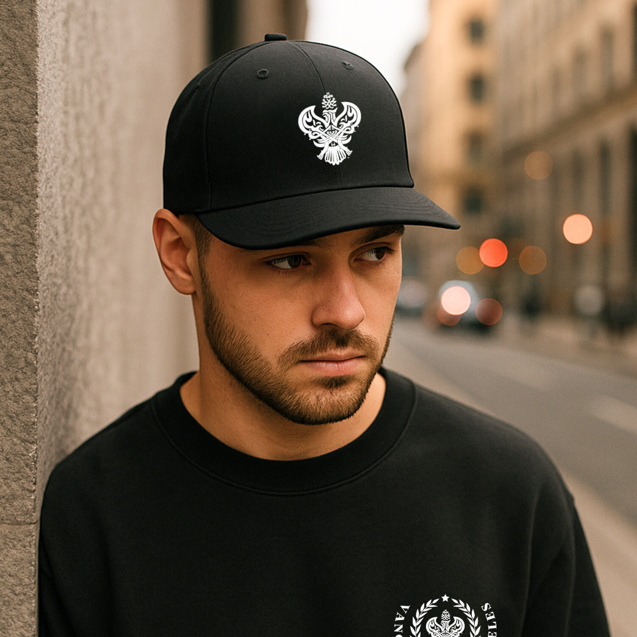 SMC Blessed Phoenix Calligraphy Baseball Hat Cap – Black, White & Green