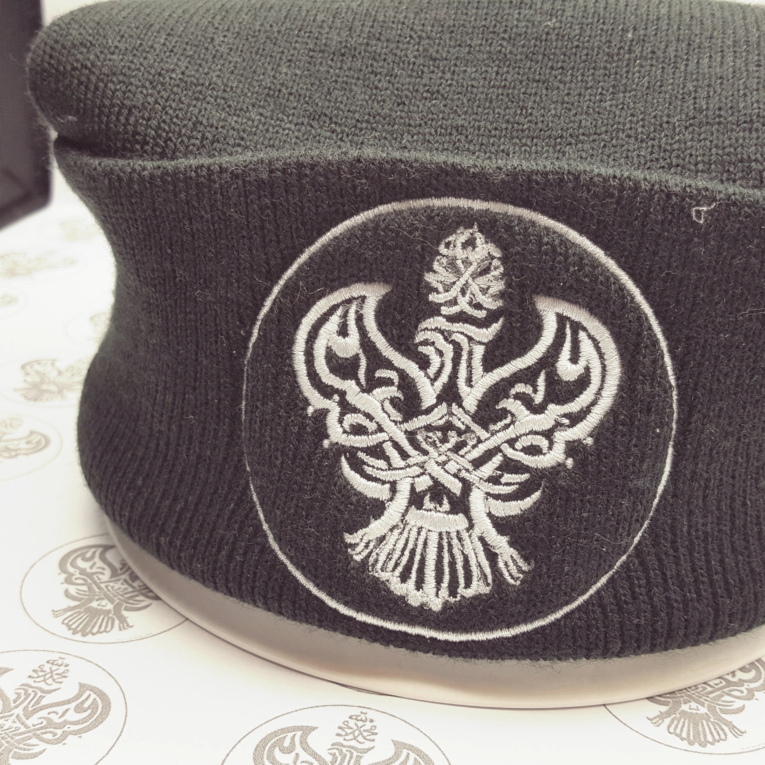 Black Beanie with blessed Phoenix calligraphy.