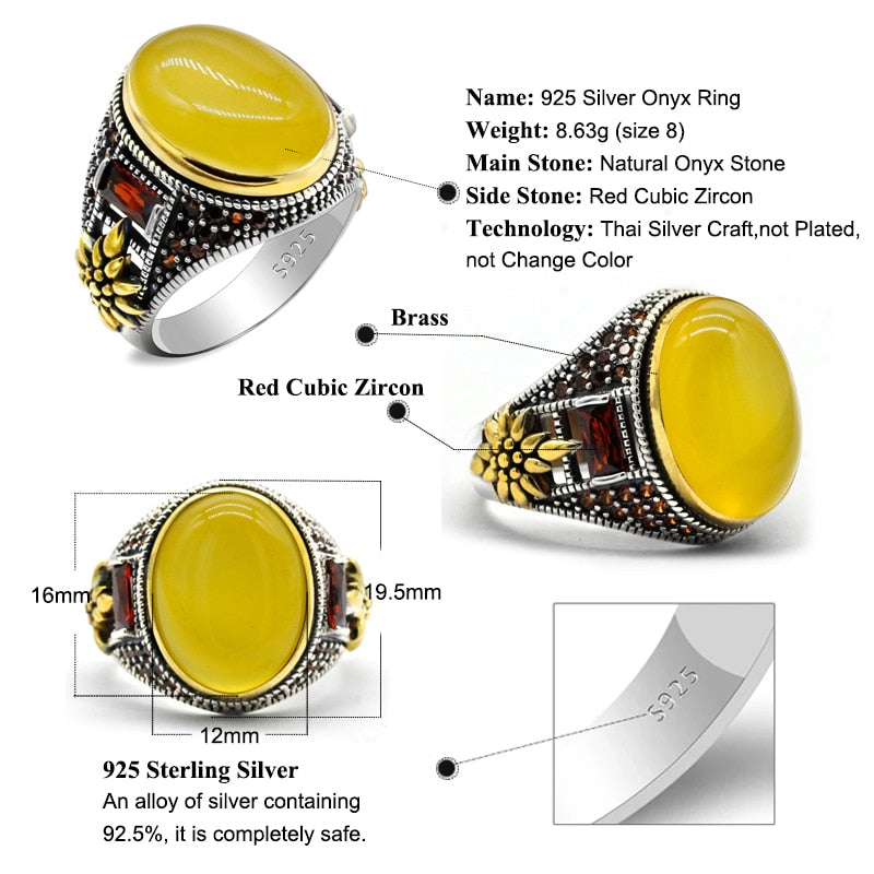 The Sun's Radiance Aqeeq Ring for Men & Women