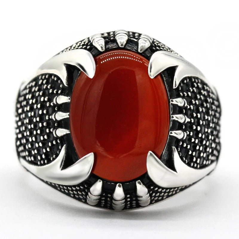 Crimson Aqiq Turkish Sunnah Ring for Men