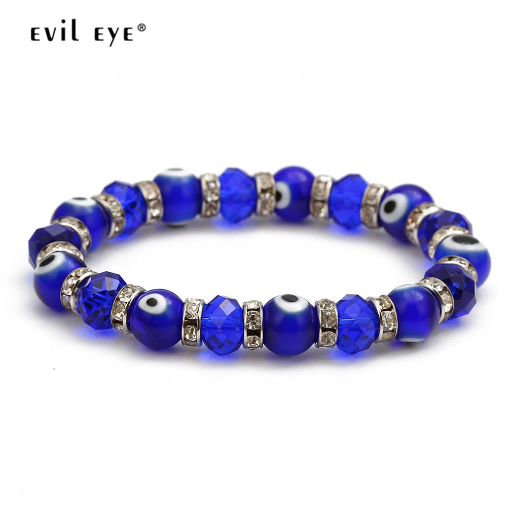 EVIL EYE Glass Bead Strand Bracelet Green Black Red Blue Turkish