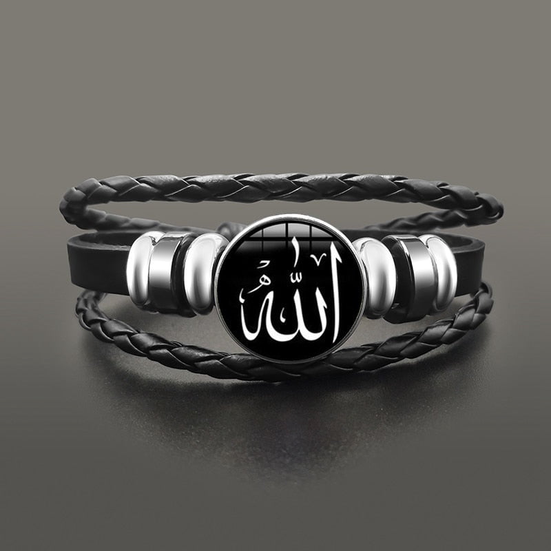Sleek Tribal Leather Allah Bracelet