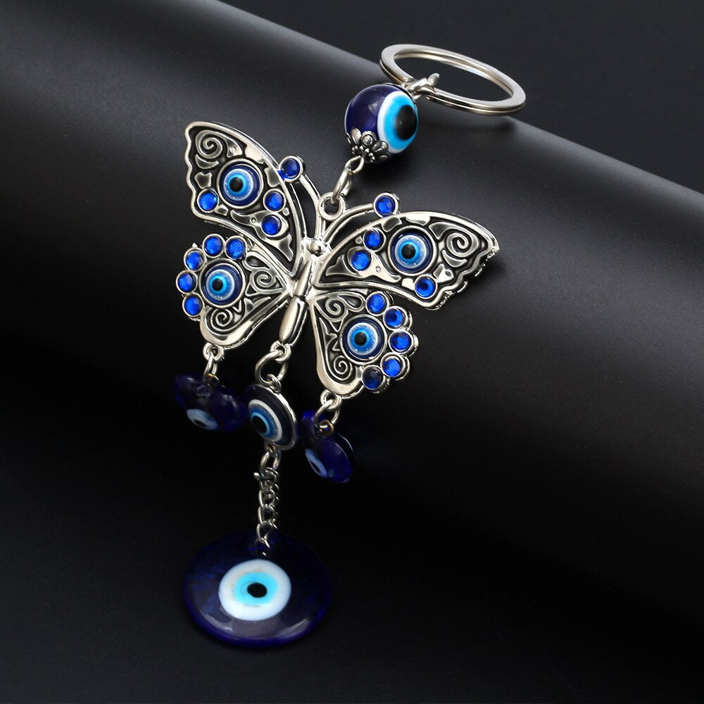 EVIL EYE Butterfly Keychain Key Chain Holder