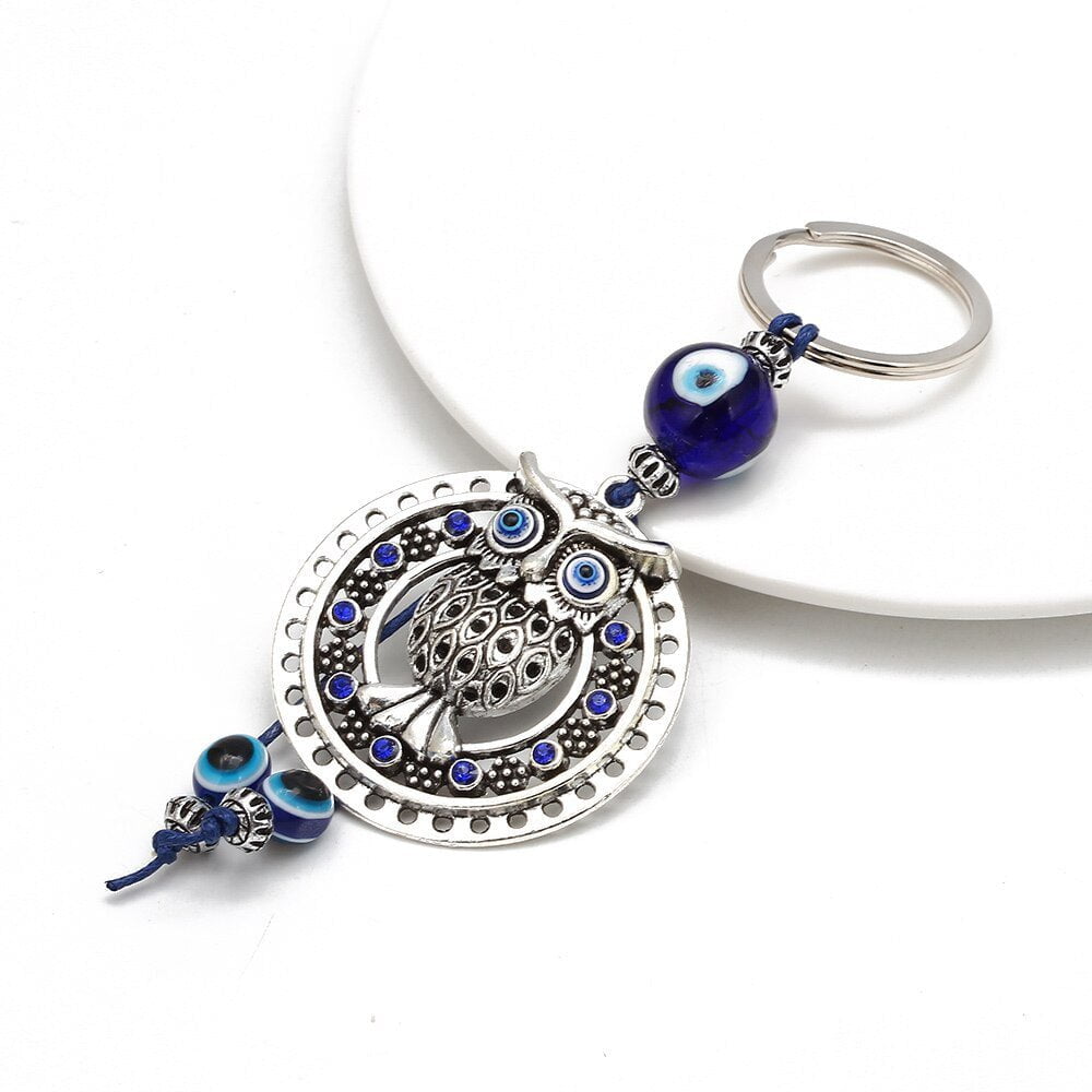 Turkish Evil Eye Protection Owl Key Chain
