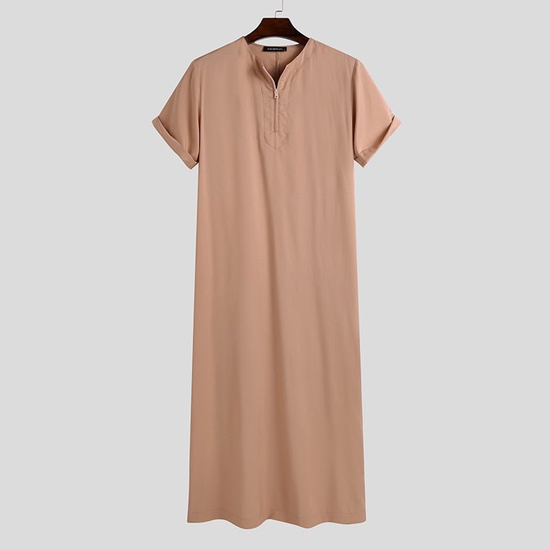 CHIC SHORT SLEEVED ABAYA (BEIGE / LIGHT PINK / WHITE)