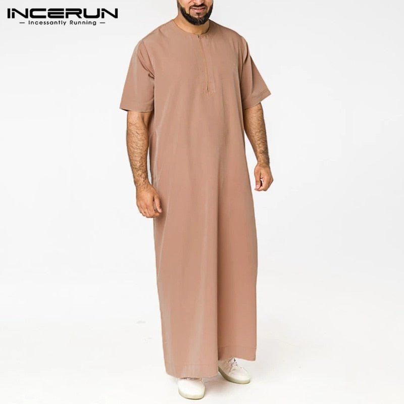 CHIC SHORT SLEEVED ABAYA (BEIGE / LIGHT PINK / WHITE)
