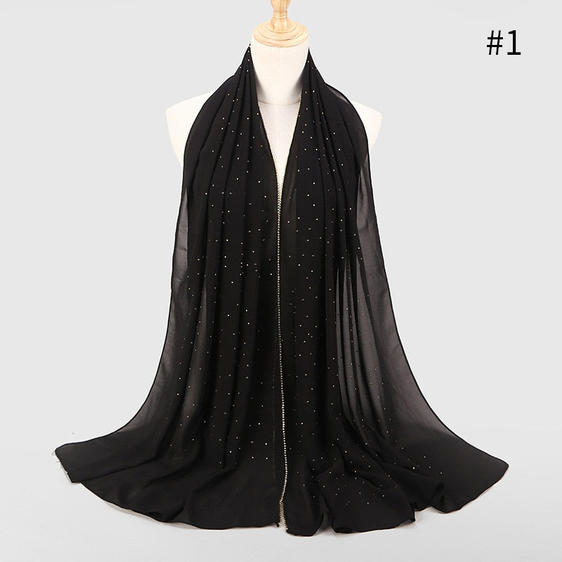 Pearl Bubble Chiffon Rhinestone Shawl