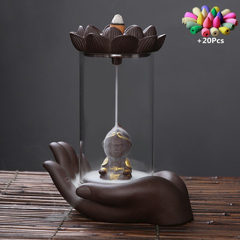 Windproof Backflow Lotus Incense Burner Led Ball