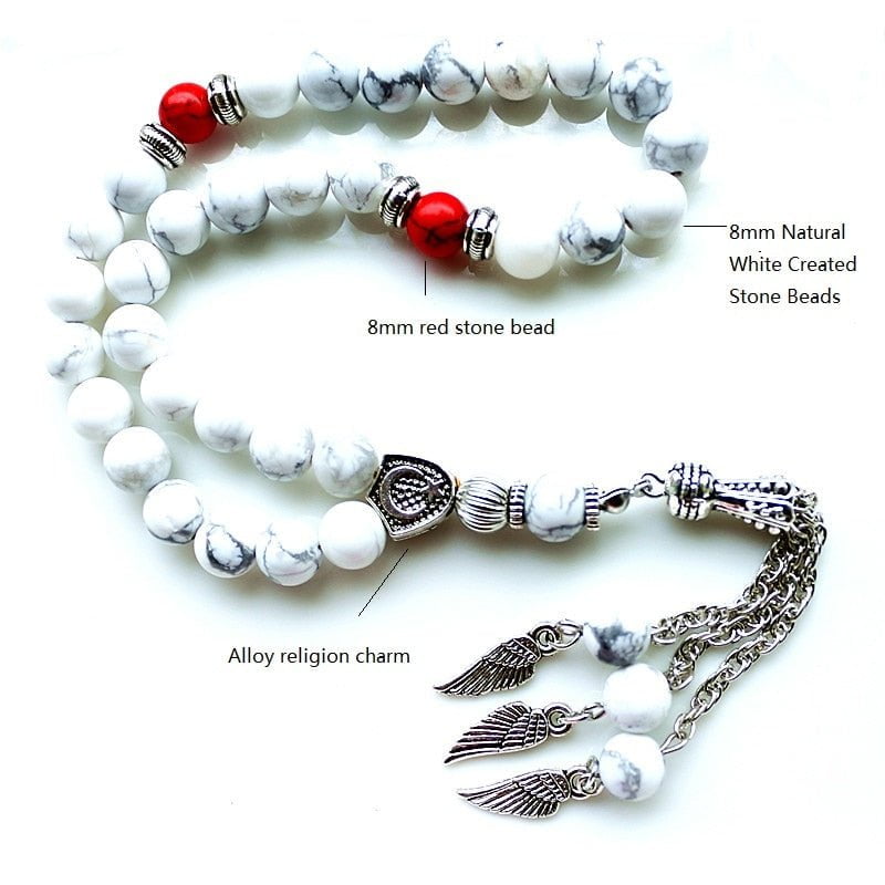 Tasbeh 8mm Round Howlite Stone Beads Round Shape 33 Prayer Beads