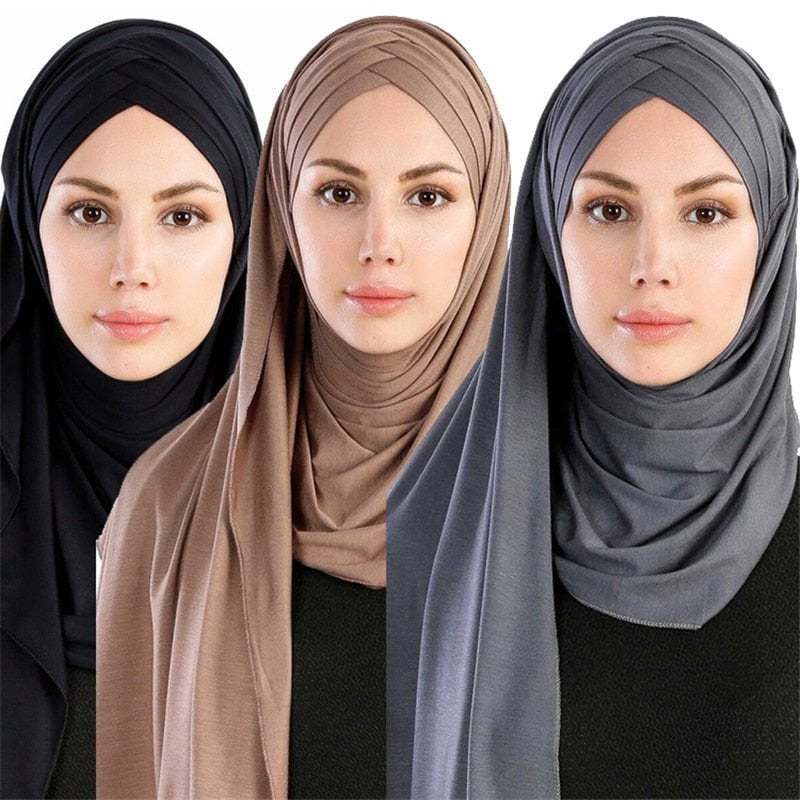 SOFT JERSEY COTTON HIJAB (BLACK/BROWN/GRAY)