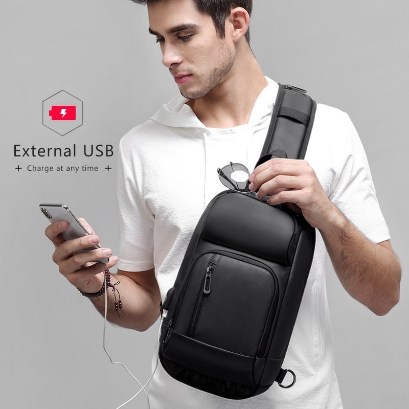 EURCOOL Men USB Charging Shoulder Crossbody Bags