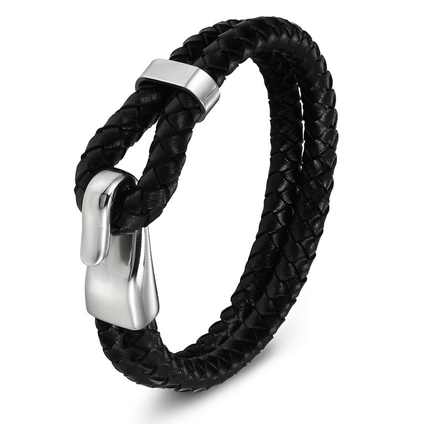 Genuine Leather Stainless Steel Bracelet