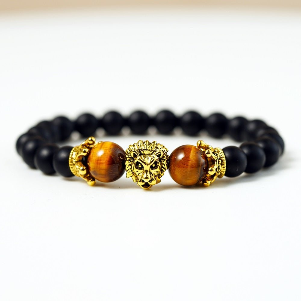 Bracelet Crown Lion Head Bracelet Quality Tiger Eye Stone