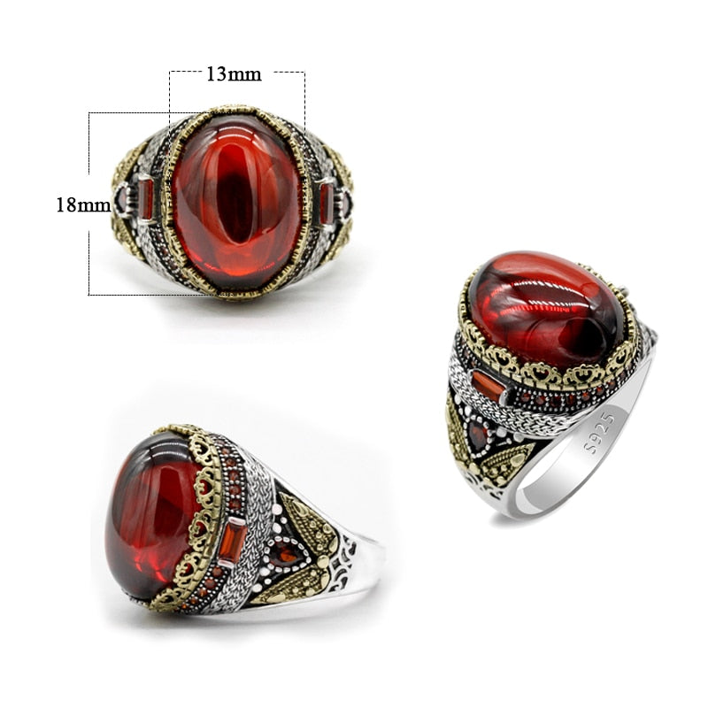 Natural Crimson Zirconia Thai Silver Ring for Women
