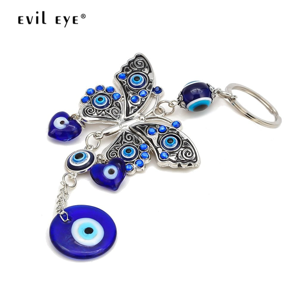 EVIL EYE Butterfly Keychain Key Chain Holder