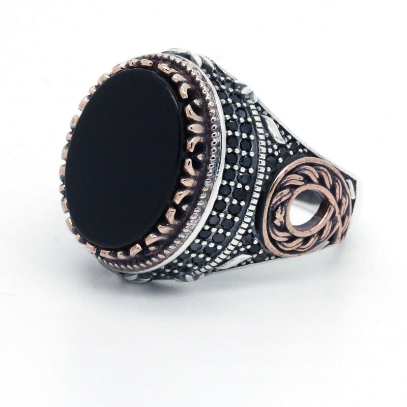 HANDMADE STERLING AGATE TURKISH RING FOR MEN