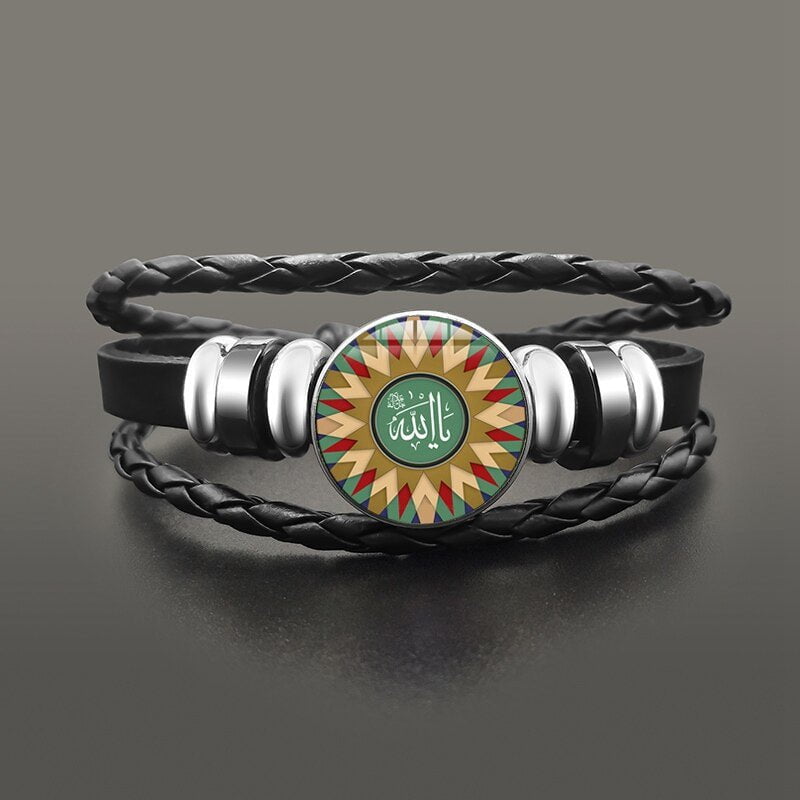 Sleek Tribal Leather Allah Bracelet