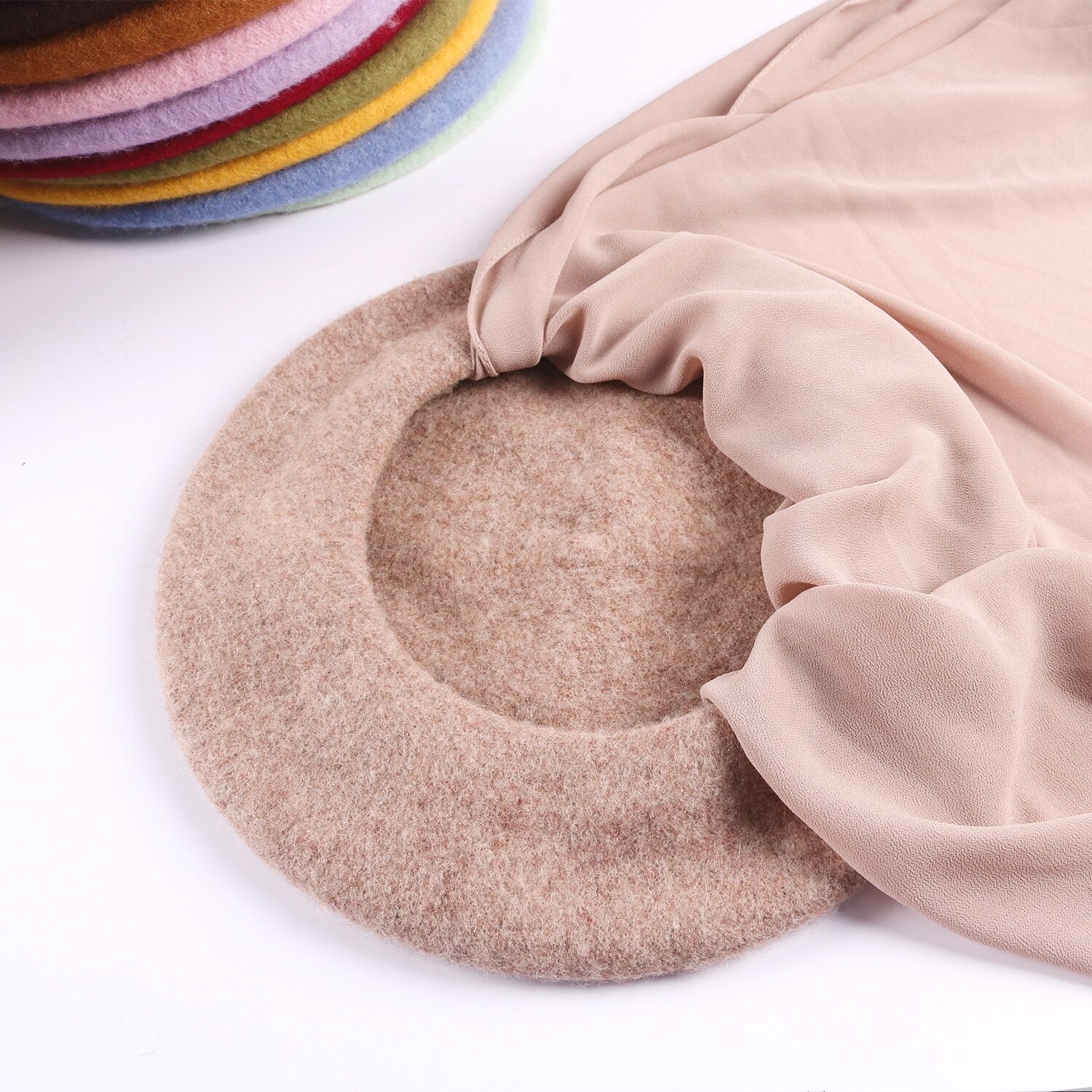 French Beret with Chiffon Hijab
