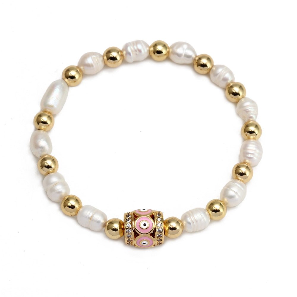 Hand-made Evil Eye Pearl Bracelets