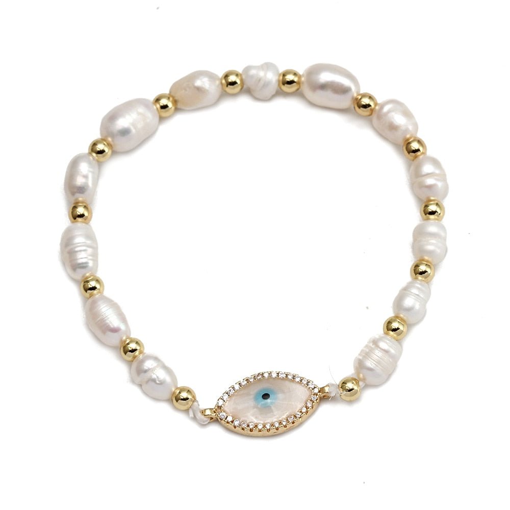 Hand-made Evil Eye Pearl Bracelets