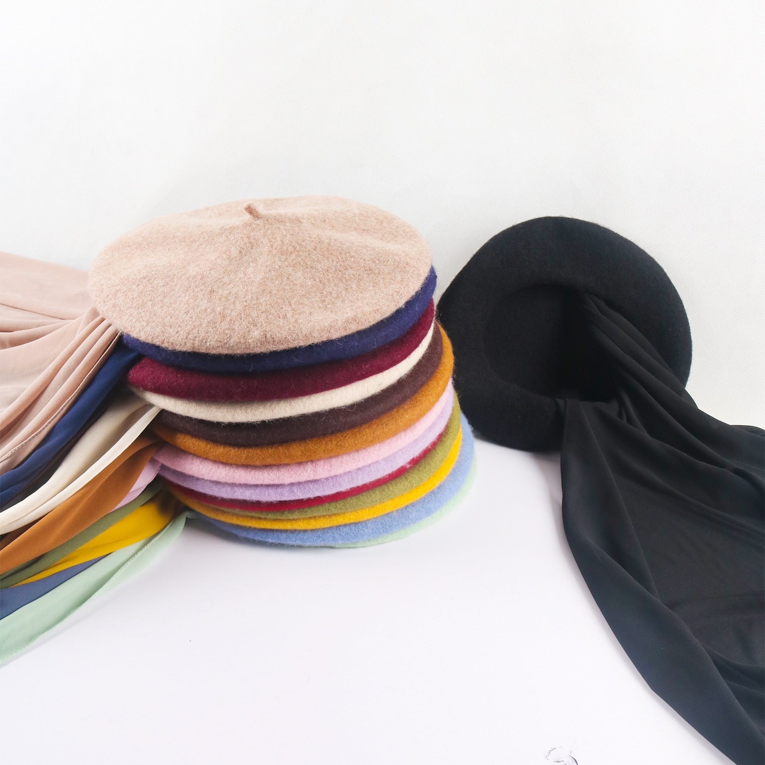 French Beret with Chiffon Hijab