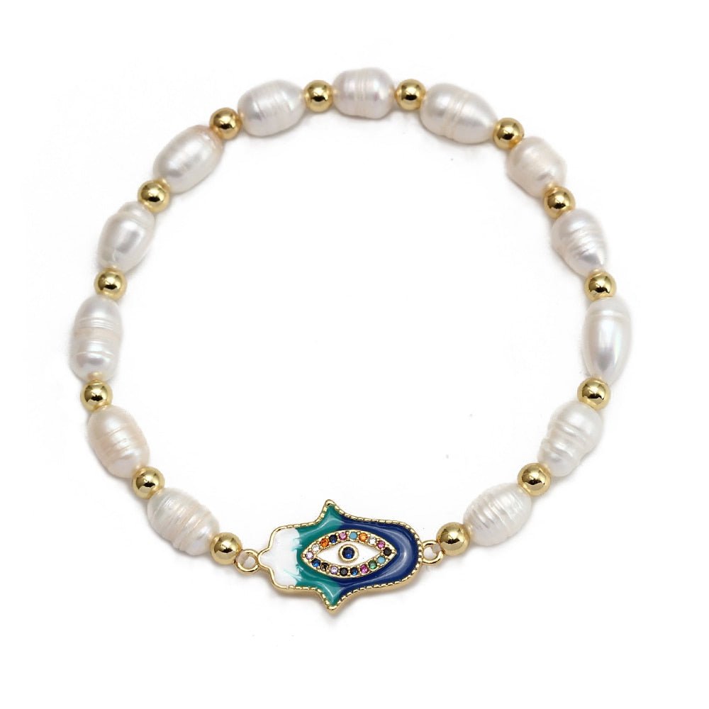 Hand-made Evil Eye Pearl Bracelets