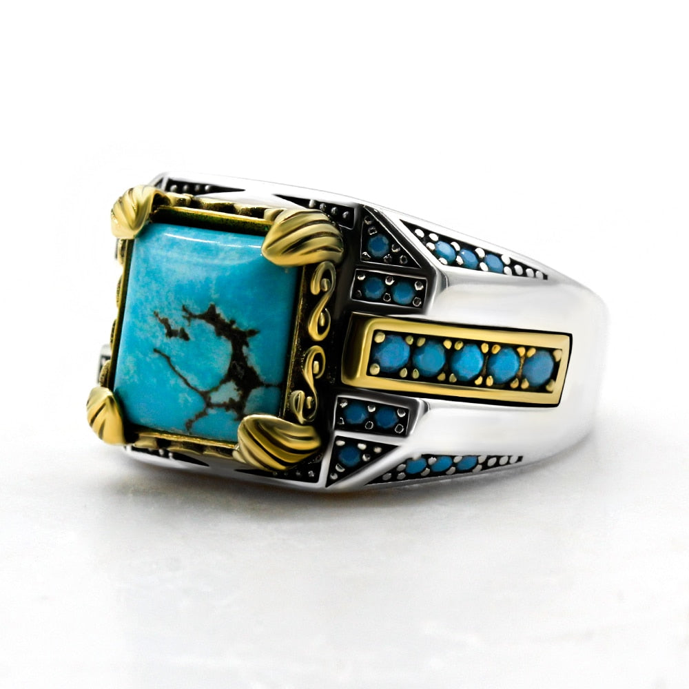 Vintage Turkish Turquoise Ring for Men