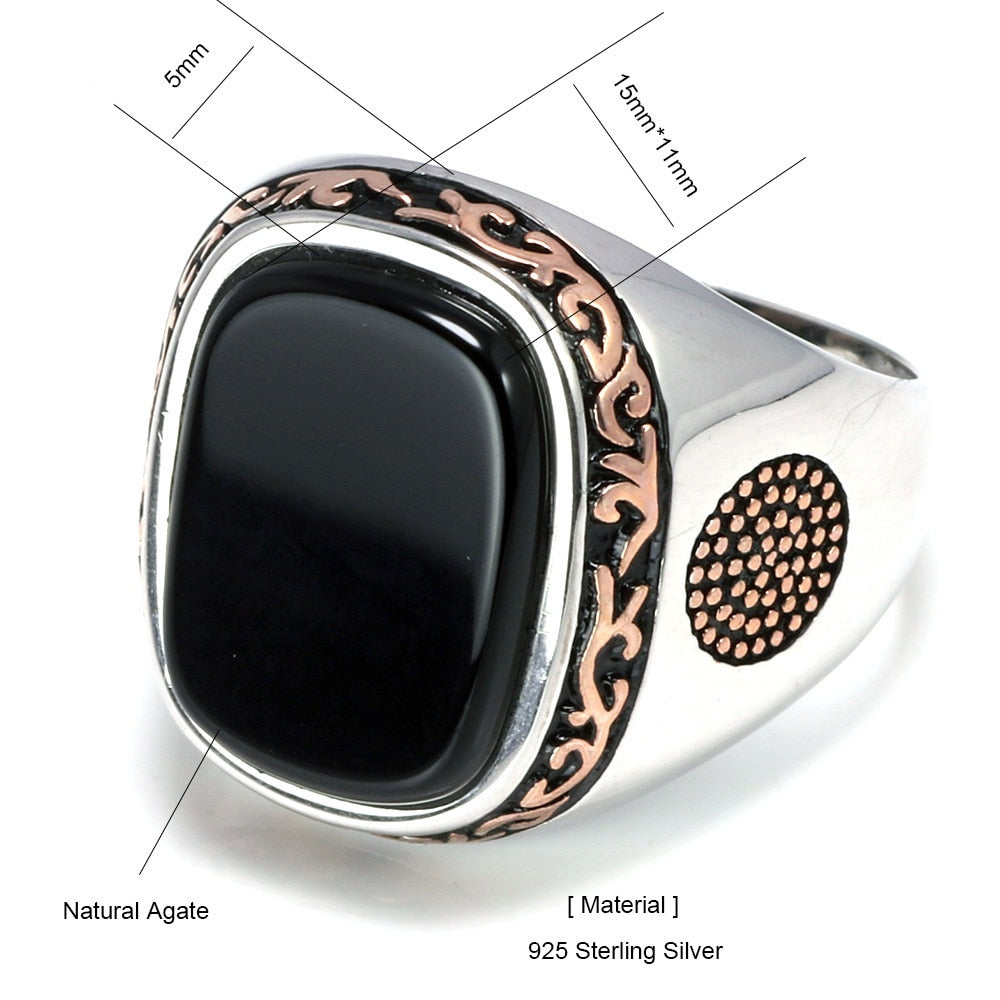 Vintage Turkish Onyx Sunnah Ring for Men