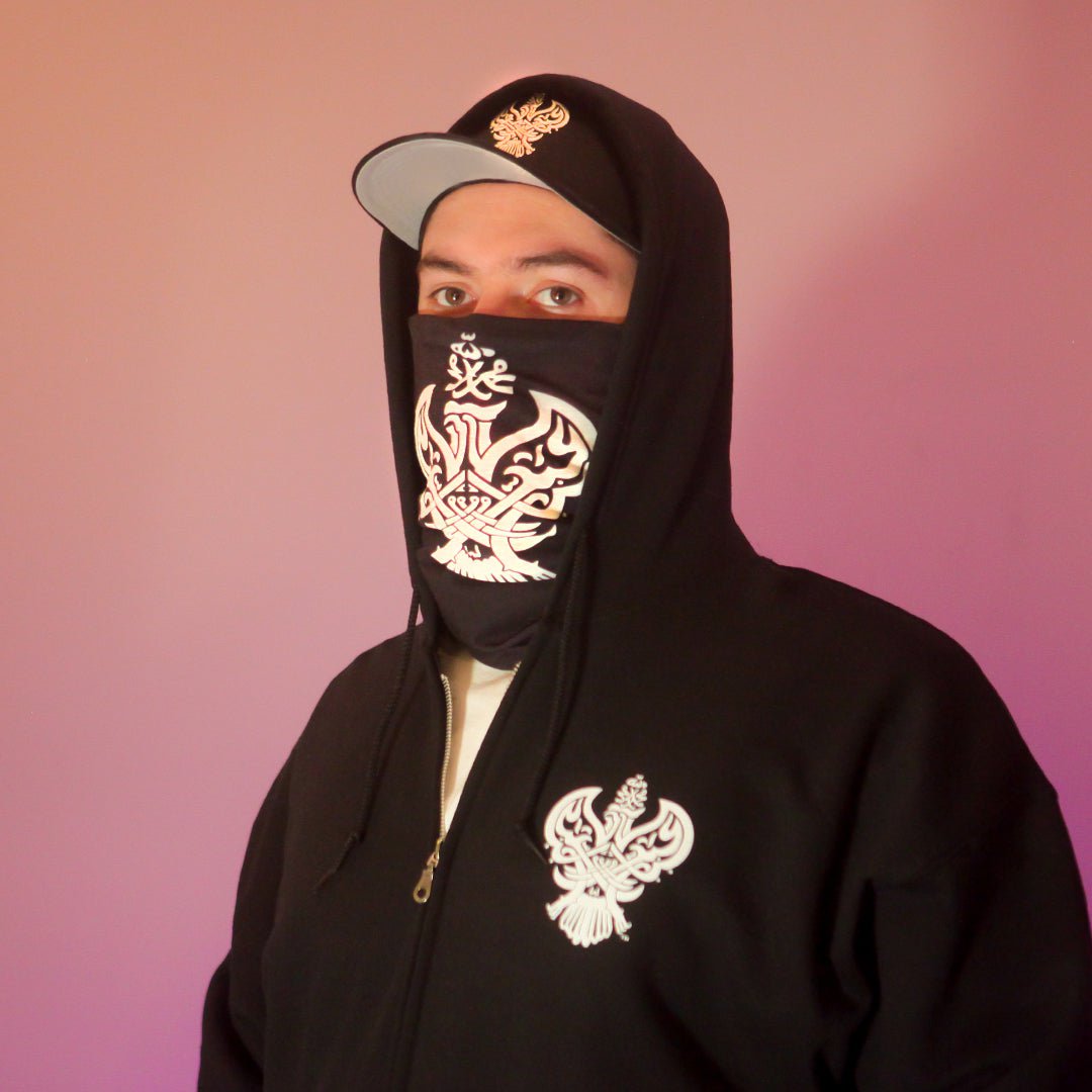Multi-purpose Face / Head Covering with blessed Sufi Phoenix calligraphy.