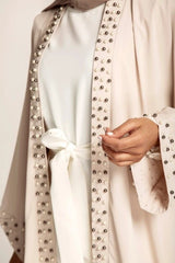 The Studded Satin Open-Front Abaya for Women