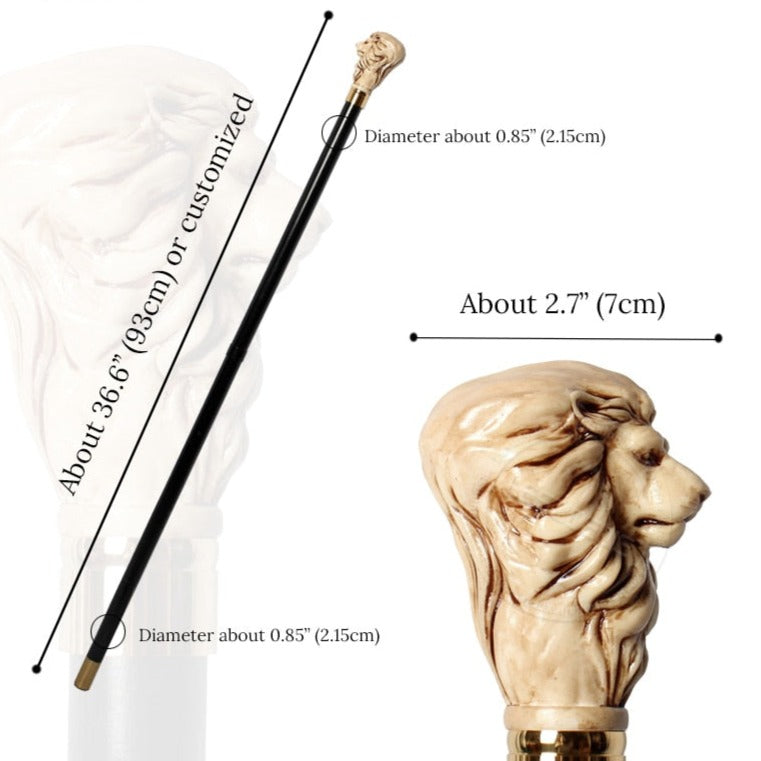Retro Lion-Head Resin Handle Decorative stick