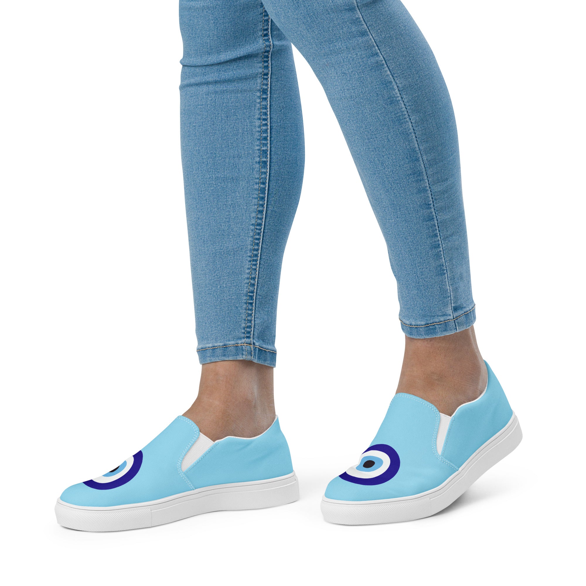 Ladies Evil Eye slip-on canvas Blue shoes