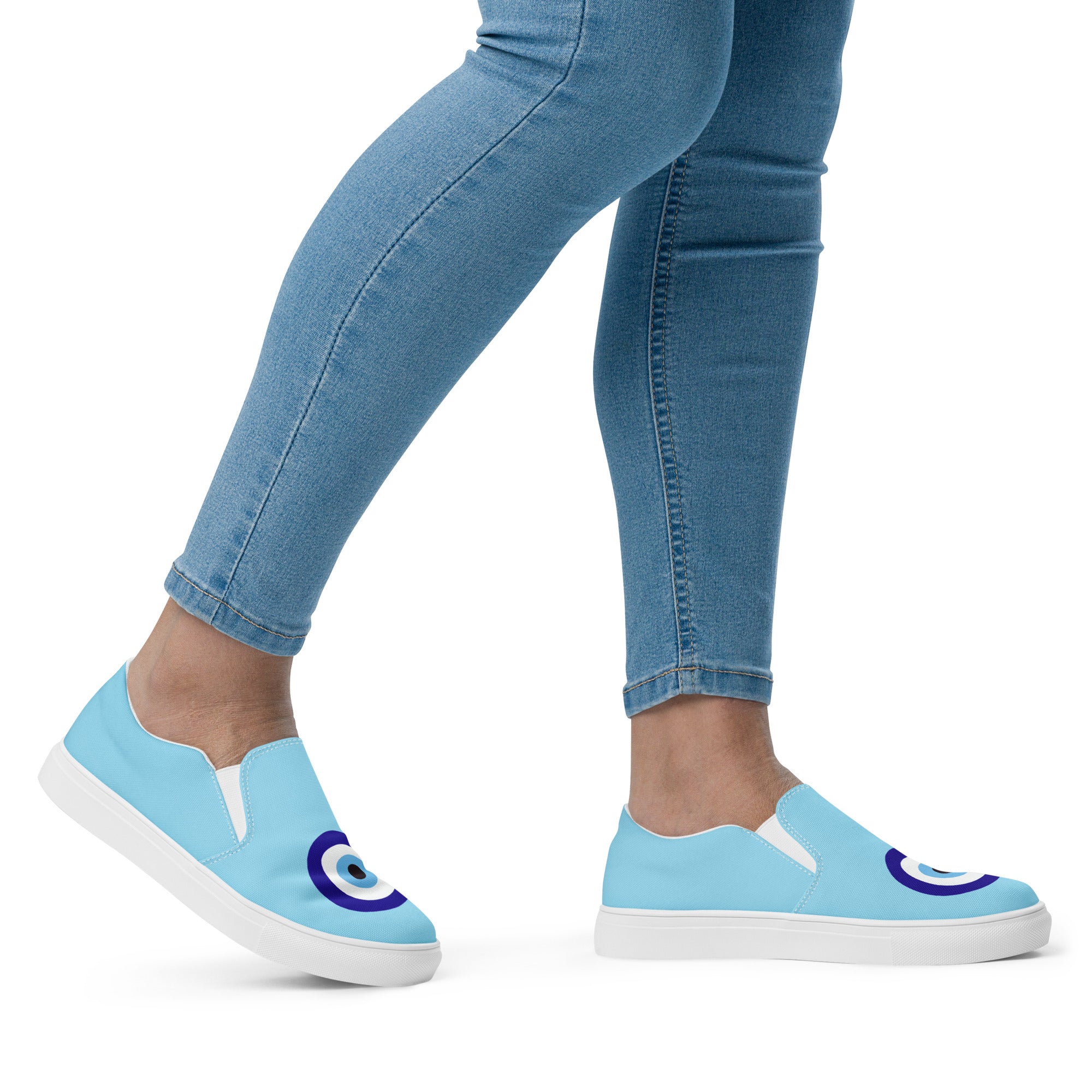 Ladies Evil Eye slip-on canvas Blue shoes
