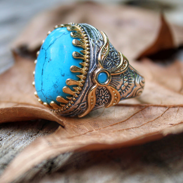 Buy Chopra Gems & Jewellery Gold Plated Steel Lab Cultured Turquoise  Adjustable Stone Ring (Men and Women) - Adjustable Online at Best Prices in  India - JioMart.
