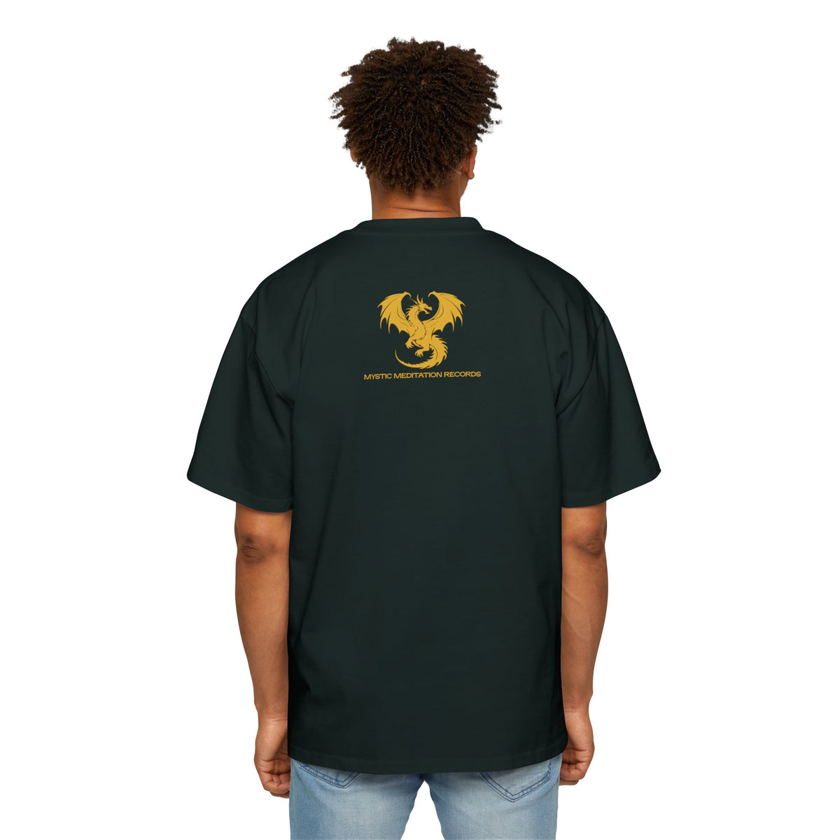 Heavyweight Oversized Cotton Tee - MMR Gold Dragon Chest & Back Graphic