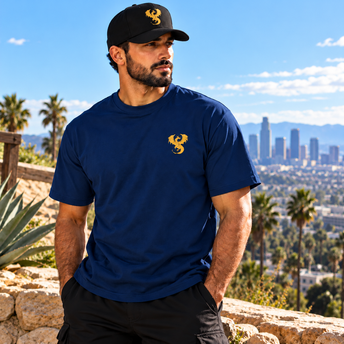 Heavyweight Cotton Tee - MMR Gold Dragon Emblem