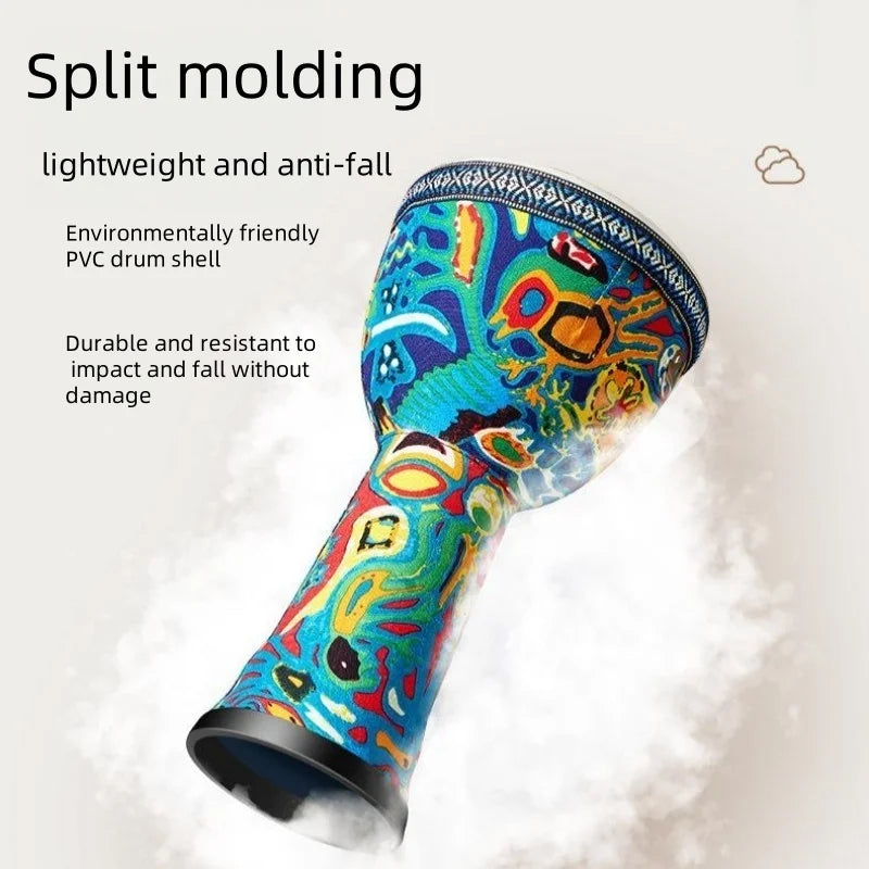 8-Inch African Djembe Hand Drum – Goatskin Surface with Shoulder Strap