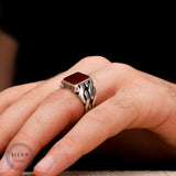 Braided Aqeeq Sterling Silver Ring for Men