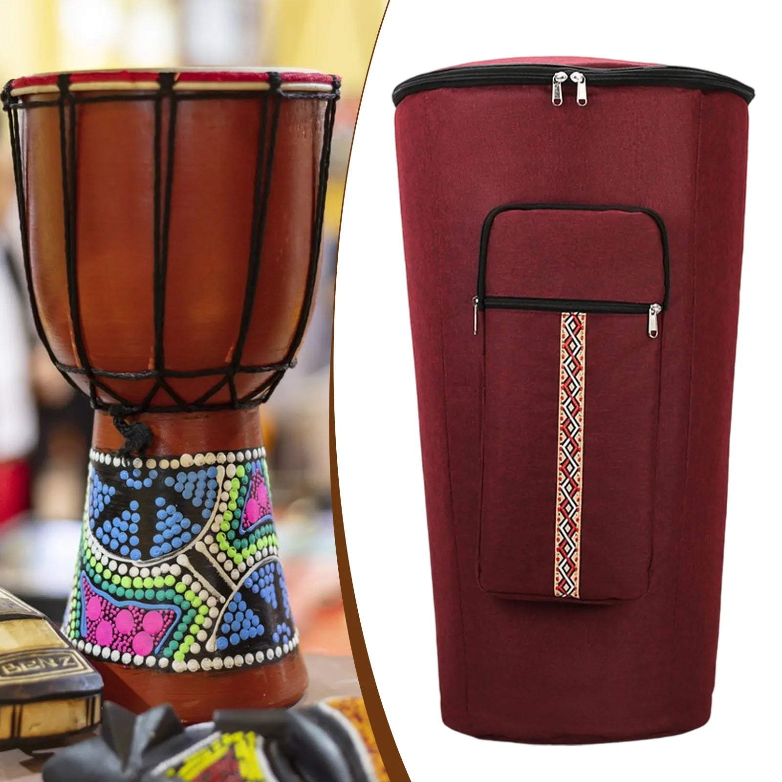 Djembe Drum Bag – Waterproof Shockproof African Drum Carry Case with Adjustable Straps
