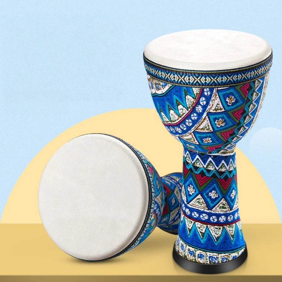 8-Inch African Djembe Hand Drum – Goatskin Surface with Shoulder Strap