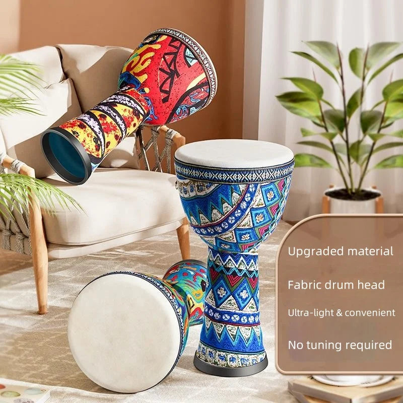 8-Inch African Djembe Hand Drum – Goatskin Surface with Shoulder Strap