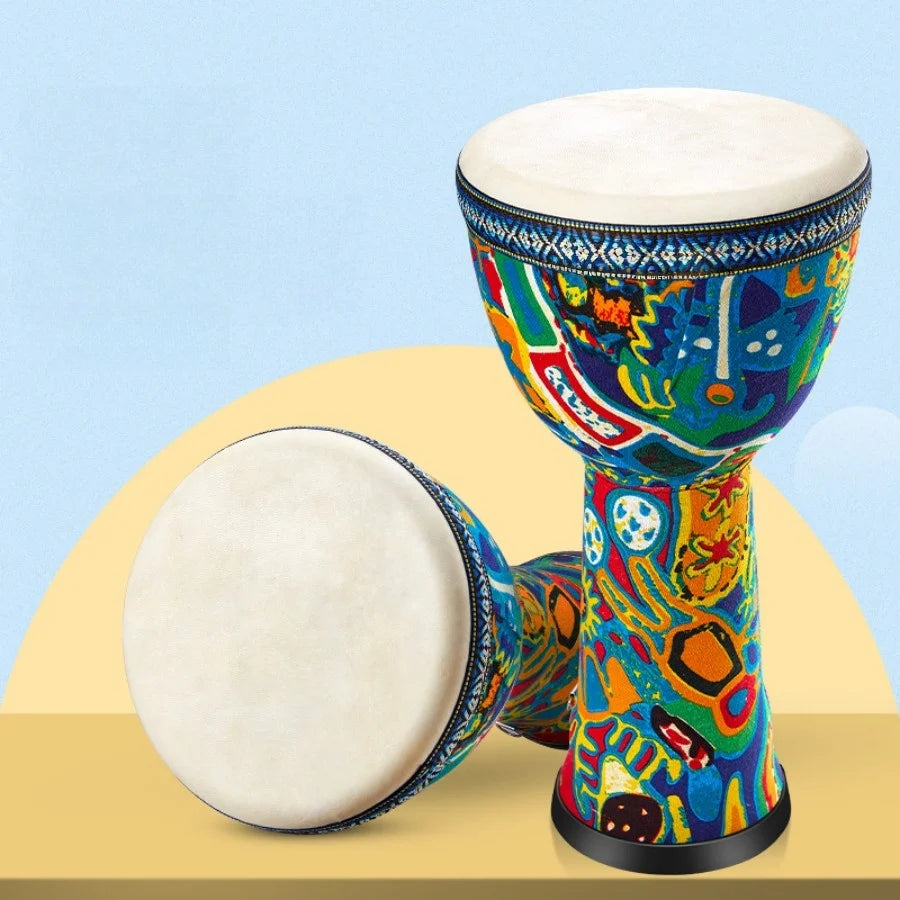 8-Inch African Djembe Hand Drum – Goatskin Surface with Shoulder Strap