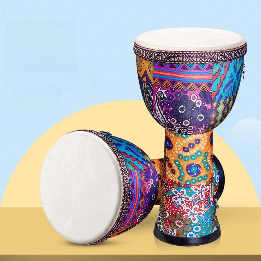 8-Inch African Djembe Hand Drum – Goatskin Surface with Shoulder Strap