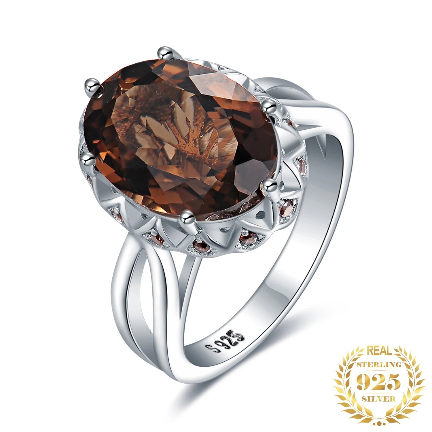Limited Genuine Smoky Quartz Gemstone Ring – 5.7ct Sterling Silver Statement Jewelry