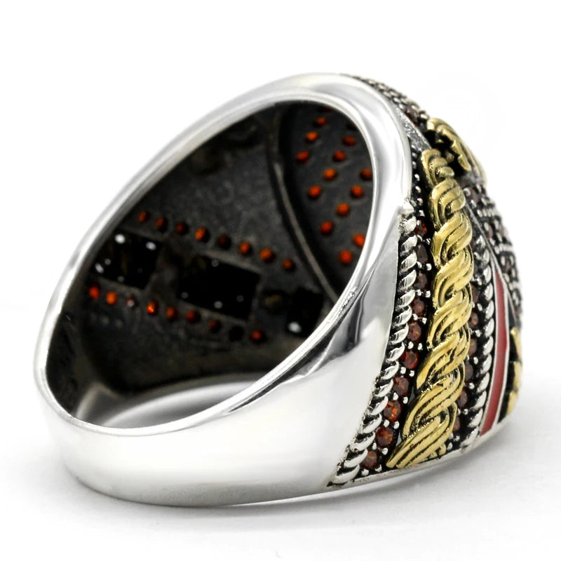 Limited Black Cubic Zirconia Men's Ring - 925 Sterling Silver Pave Setting Vintage Male Jewelry, Turkish Luxury Gift