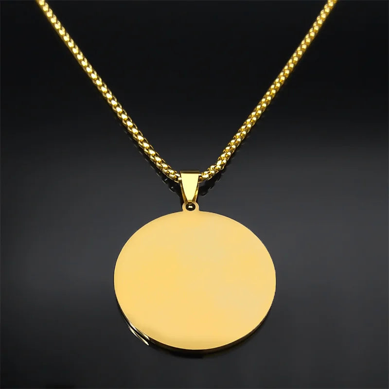 Yaseen (s) Pendant Necklace – Gold/Silver-Tone Stainless Steel with Rhinestones - Unisex