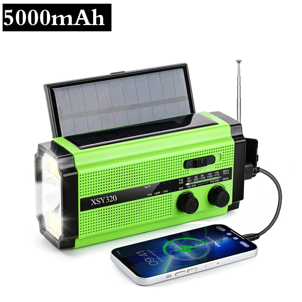 Emergency Weather Radio – 20000mAh Solar Power Bank with AM/FM/NOAA, SOS Alarm & Flashlight